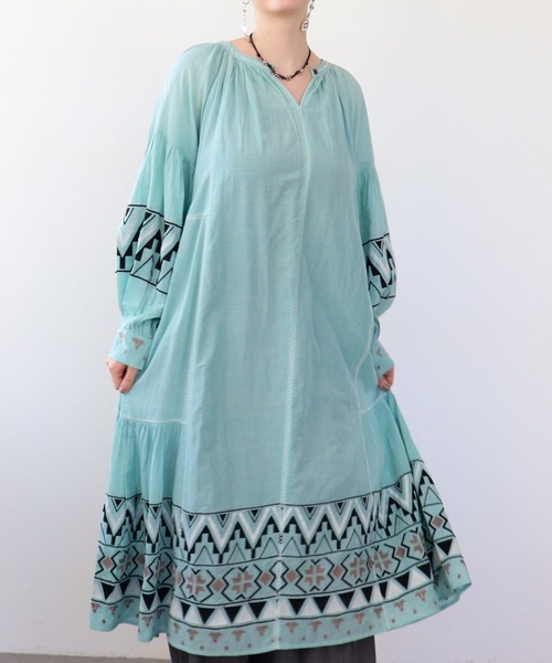 Three Four Time（ｽﾘｰﾌｫｰﾀｲﾑ）の「コットンレーヨン刺繍ワンピース（ワンピース・レディース・オフホワイト/グリーン/ネイビー・FREE）」の9枚目の写真