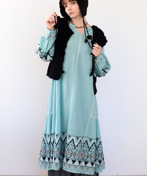 Three Four Time（ｽﾘｰﾌｫｰﾀｲﾑ）の「コットンレーヨン刺繍ワンピース（ワンピース・レディース・オフホワイト/グリーン/ネイビー・FREE）」の10枚目の写真