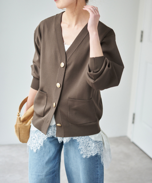 Spick & Span(スピックアンドスパン)の「《一部店舗+WEB限定》ウォッシャブルVネックカーディガン(カーディガン/ボレロ・レディース・ブラック/ブラウン/ホワイト/ネイビー・FREE)」の20枚目の写真