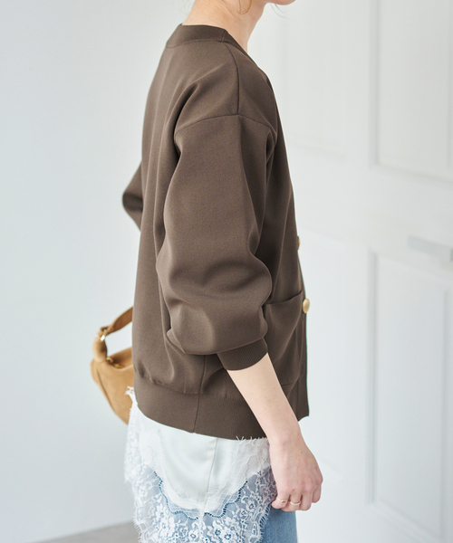 Spick & Span(スピックアンドスパン)の「《一部店舗+WEB限定》ウォッシャブルVネックカーディガン(カーディガン/ボレロ・レディース・ブラック/ブラウン/ホワイト/ネイビー・FREE)」の21枚目の写真