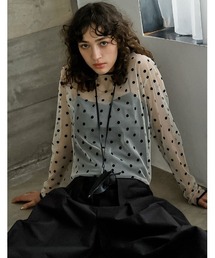 [2026S/S COLLECTION]フロッキードットチュールバックオープントップス