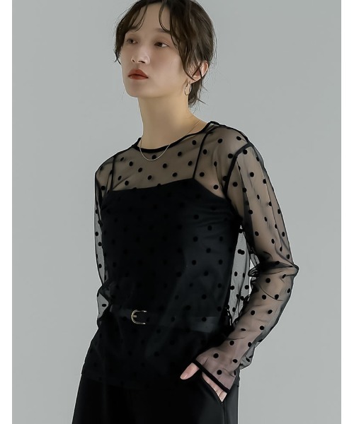 セール】[2026S/S COLLECTION]フロッキードットチュールバックオープン