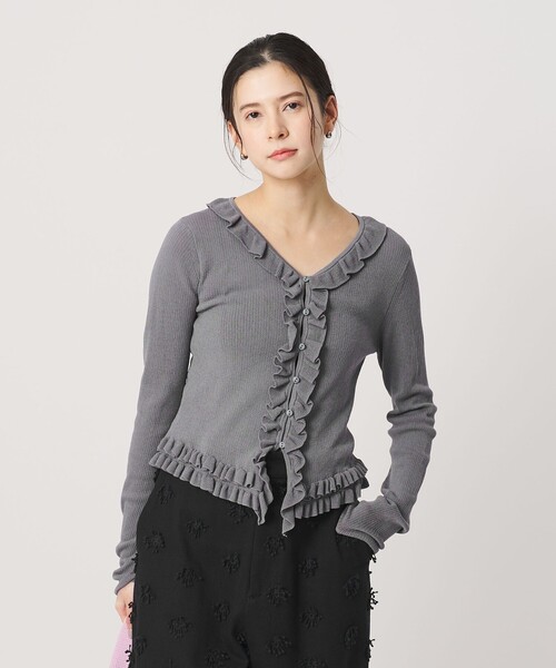 セール】フリル フロントボタン カーディガン ウォッシャブル