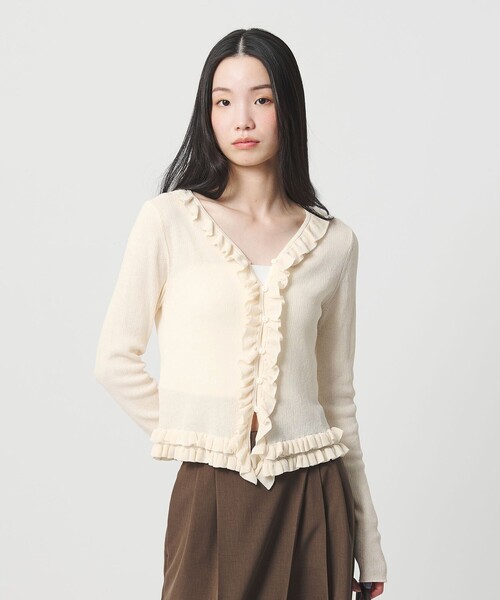 セール】フリル フロントボタン カーディガン ウォッシャブル