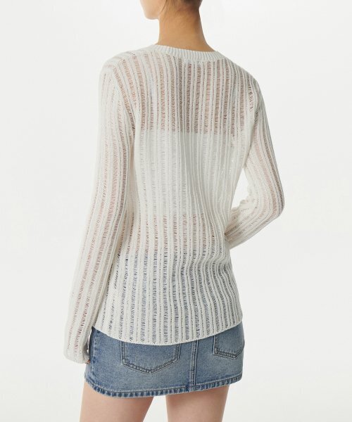 MUSINSA STANDARD WOMAN（ムシンサスタンダードウーマン）の「ウィメンズフラットヤーンバーティカルクロシェクルーネックニット[アイボリー]（ニット/セーター・レディース・その他・SMALL/MEDIUM/LARGE/X-SMALL）」の5枚目の写真