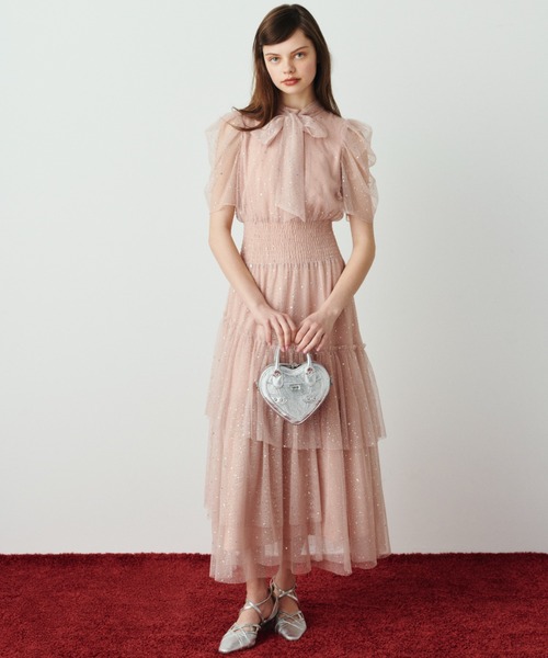 FURFUR（ファーファー）の「【限定サイズ】ハーフスリーブラメチュールドレス（ドレス・レディース・ピンク/ライトブルー/ブラック・F）」の3枚目の写真