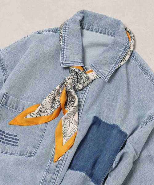 LEPSIM(レプシィム)の「三角スカーフ 645197(バンダナ/スカーフ・レディース・イエロー/ブラック/アイボリー/ブラウン/レッド・ONE SIZE)」の4枚目の写真