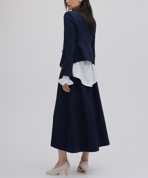 Ameri（アメリ）の「2WAY SQUARE NECK CROP JACKET（ノーカラージャケット・レディース・ネイビー/グレー・MEDIUM/SMALL/X-SMALL）」の11枚目の写真
