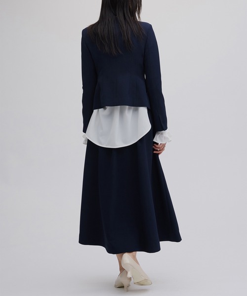 Ameri（アメリ）の「2WAY SQUARE NECK CROP JACKET（ノーカラージャケット・レディース・ネイビー/グレー・MEDIUM/SMALL/X-SMALL）」の12枚目の写真