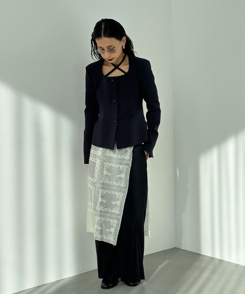 2WAY SQUARE NECK CROP JACKET（ノーカラージャケット）｜Ameri