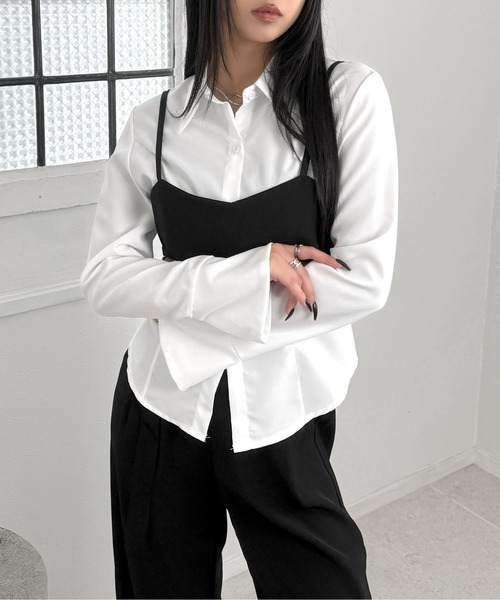 LVEU.（ラブユ.）の「【LVEU.】バックレースアップシャツ / トップス シャツ シャツカラー ブラウス デザインブラウス 長袖  ベルスリーブ レースアップ ブラック ホワイト ZOZOTOWN限定（シャツ/ブラウス・レディース・ホワイト/ブラック・FREE）」の16枚目の写真