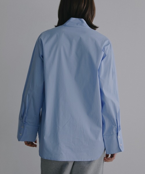 MANOF(マノフ)の「DOUBLE BOW DESIGN SHIRT(シャツ/ブラウス・レディース・ストライプ/ブラック/ホワイト・F)」の20枚目の写真