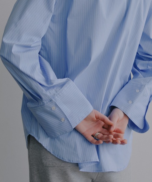 MANOF(マノフ)の「DOUBLE BOW DESIGN SHIRT(シャツ/ブラウス・レディース・ストライプ/ブラック/ホワイト・F)」の21枚目の写真