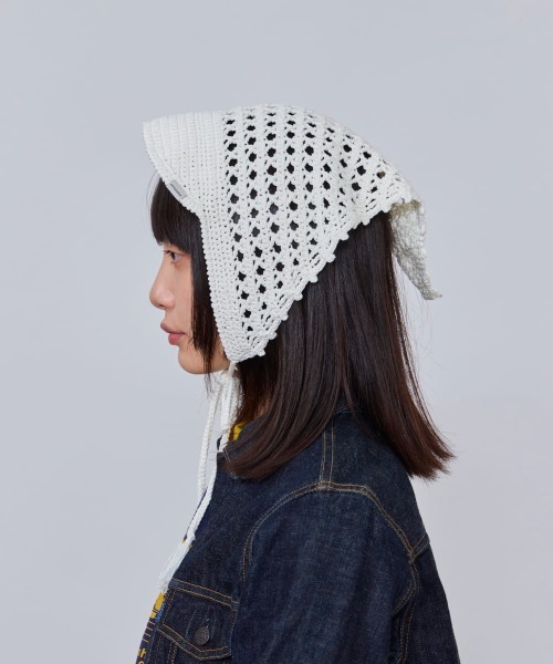 OVERRIDE（オーバーライド）の「OVERRIDE  CROCHET BABUSHKA CAP SG / オーバーライド（キャップ・レディース・ブラック/ブラウン/ホワイト・FREE）」の5枚目の写真