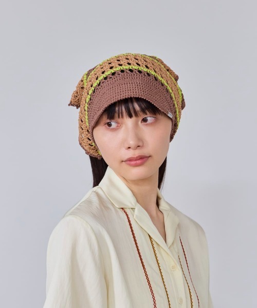 OVERRIDE（オーバーライド）の「OVERRIDE  CROCHET BABUSHKA CAP SG / オーバーライド（キャップ・レディース・ブラック/ブラウン/ホワイト・FREE）」の13枚目の写真