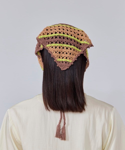 OVERRIDE（オーバーライド）の「OVERRIDE  CROCHET BABUSHKA CAP SG / オーバーライド（キャップ・レディース・ブラック/ブラウン/ホワイト・FREE）」の14枚目の写真