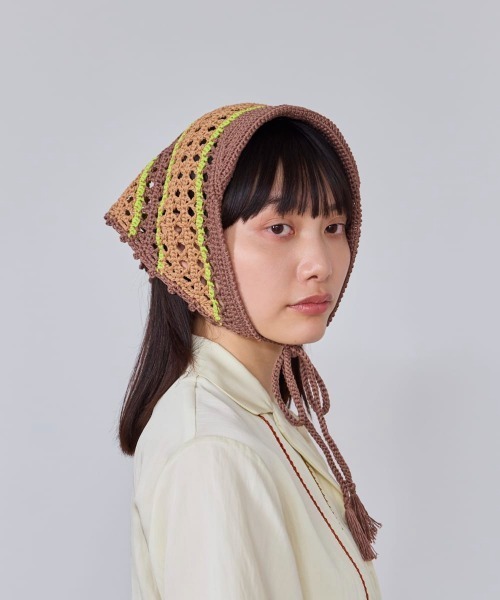 OVERRIDE（オーバーライド）の「OVERRIDE  CROCHET BABUSHKA CAP SG / オーバーライド（キャップ・レディース・ブラック/ブラウン/ホワイト・FREE）」の16枚目の写真