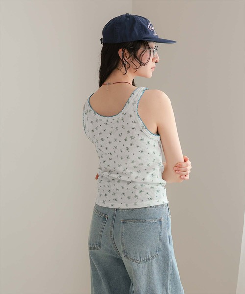 miette(ミエット)の「花柄ワッフルキャミセットアップ(セットアップ・レディース・グレー/ネイビー/ホワイト・L/M/S)」の11枚目の写真