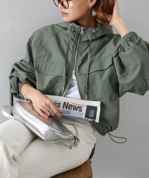 SpRay(スプレイ)の「ナイロンダブルZIPフードブルゾン(マウンテンパーカー・レディース・ホワイト/ブラック/ライトカーキ・FREE)」の4枚目の写真