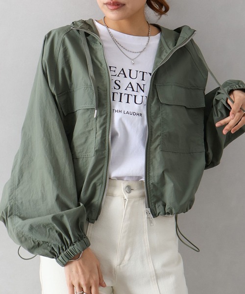 SpRay(スプレイ)の「ナイロンダブルZIPフードブルゾン(マウンテンパーカー・レディース・ホワイト/ブラック/ライトカーキ・FREE)」の7枚目の写真