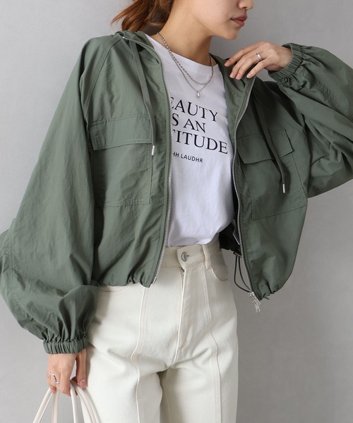 SpRay(スプレイ)の「ナイロンダブルZIPフードブルゾン(マウンテンパーカー・レディース・ホワイト/ブラック/ライトカーキ・FREE)」の8枚目の写真