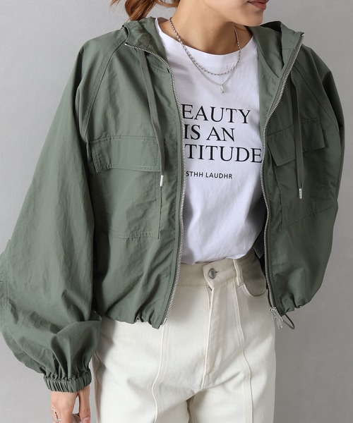 SpRay(スプレイ)の「ナイロンダブルZIPフードブルゾン(マウンテンパーカー・レディース・ホワイト/ブラック/ライトカーキ・FREE)」の9枚目の写真