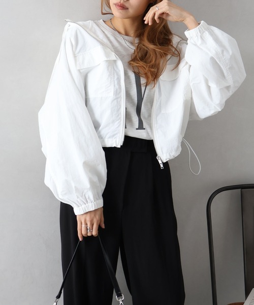 SpRay(スプレイ)の「ナイロンダブルZIPフードブルゾン(マウンテンパーカー・レディース・ホワイト/ブラック/ライトカーキ・FREE)」の16枚目の写真