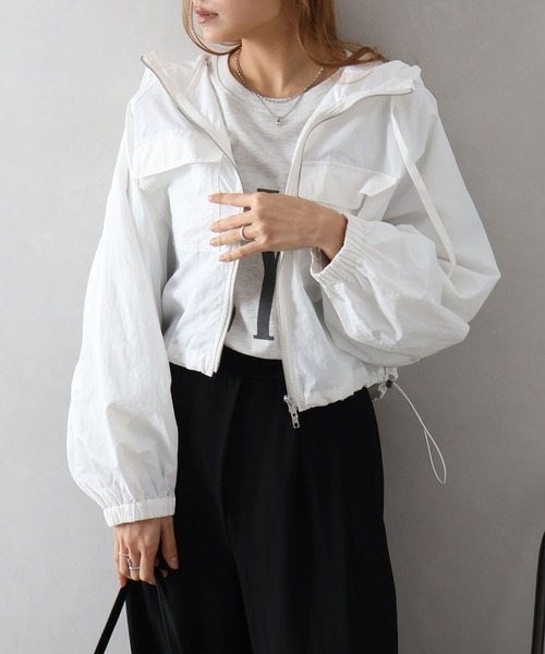 SpRay(スプレイ)の「ナイロンダブルZIPフードブルゾン(マウンテンパーカー・レディース・ホワイト/ブラック/ライトカーキ・FREE)」の17枚目の写真