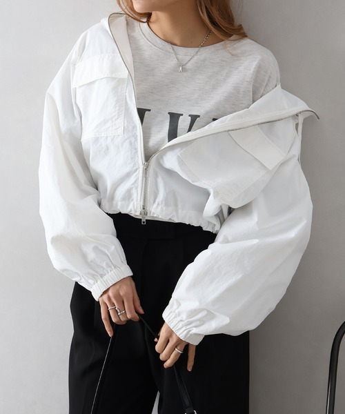 SpRay(スプレイ)の「ナイロンダブルZIPフードブルゾン(マウンテンパーカー・レディース・ホワイト/ブラック/ライトカーキ・FREE)」の18枚目の写真