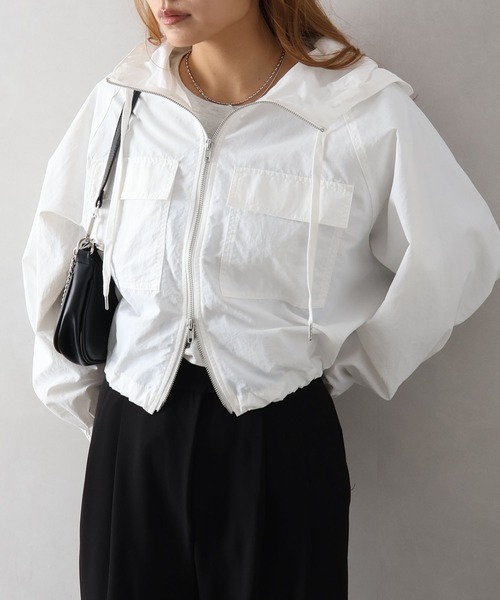 SpRay(スプレイ)の「ナイロンダブルZIPフードブルゾン(マウンテンパーカー・レディース・ホワイト/ブラック/ライトカーキ・FREE)」の19枚目の写真