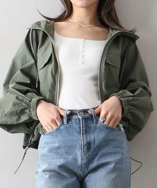 SpRay(スプレイ)の「ナイロンダブルZIPフードブルゾン(マウンテンパーカー・レディース・ホワイト/ブラック/ライトカーキ・FREE)」の20枚目の写真