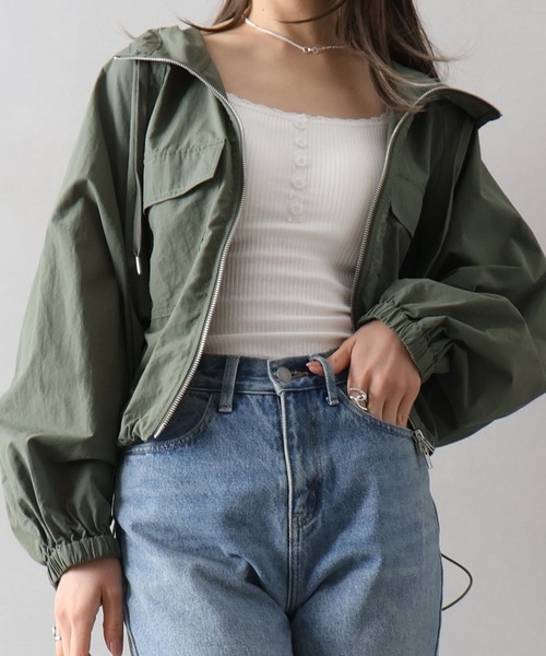 SpRay(スプレイ)の「ナイロンダブルZIPフードブルゾン(マウンテンパーカー・レディース・ホワイト/ブラック/ライトカーキ・FREE)」の21枚目の写真