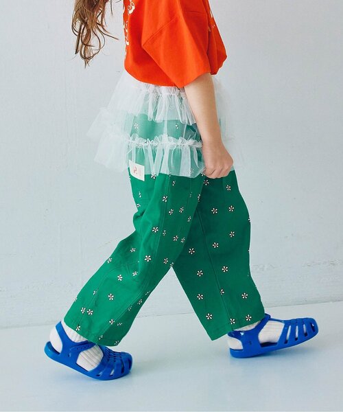 p.premier（ピードットプルミエ）の「イロチ買いしたい総柄ツイルワイドパンツ（その他パンツ・キッズ・グリーン/キャメル/ブラウン/レッド/ブルー/ストライプ/インディゴブルー/チャコール/ブラック・80/140/130/120/110/100/90）」の5枚目の写真