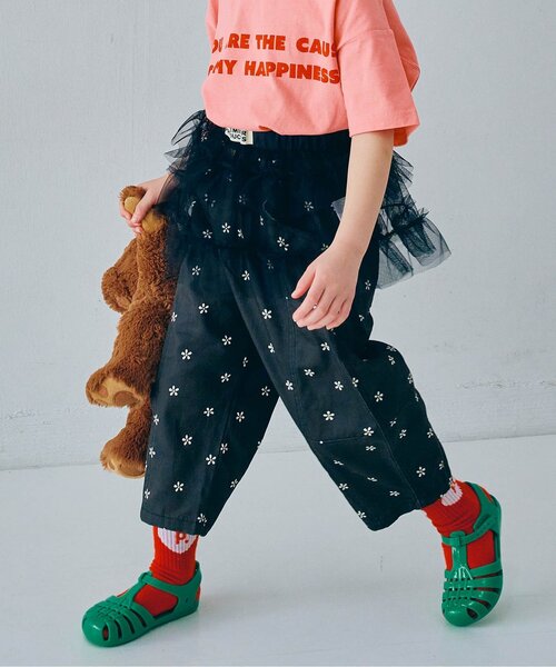 p.premier（ピードットプルミエ）の「イロチ買いしたい総柄ツイルワイドパンツ（その他パンツ・キッズ・グリーン/キャメル/ブラウン/レッド/ブルー/ストライプ/インディゴブルー/チャコール/ブラック・80/140/130/120/110/100/90）」の2枚目の写真