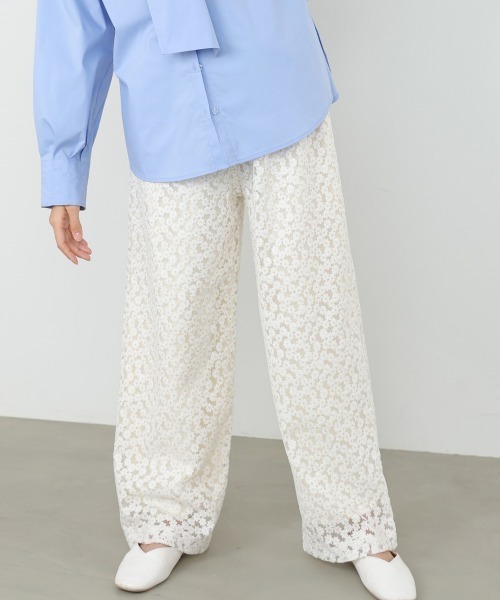 Bab（バブ）の「【選べるサイズ展開】刺繍フラワーパンツ（その他パンツ・レディース・ブラック/オフホワイト・S/M）」の5枚目の写真