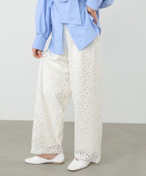 Bab（バブ）の「【選べるサイズ展開】刺繍フラワーパンツ（その他パンツ・レディース・ブラック/オフホワイト・S/M）」の9枚目の写真