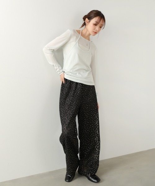 Bab（バブ）の「【選べるサイズ展開】刺繍フラワーパンツ（その他パンツ・レディース・ブラック/オフホワイト・S/M）」の16枚目の写真