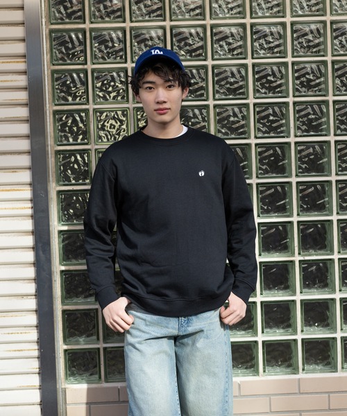 HANGTEN（ハンテン）の「【HANGTEN/ハンテン】ミニ裏毛ワンポイント刺繍トレーナースウェット クルーネック サーフ カジュアル ストリート（スウェット・メンズ・アイボリー/グレー/ブラック/ネイビー・MEDIUM/LARGE/X-LARGE）」の13枚目の写真