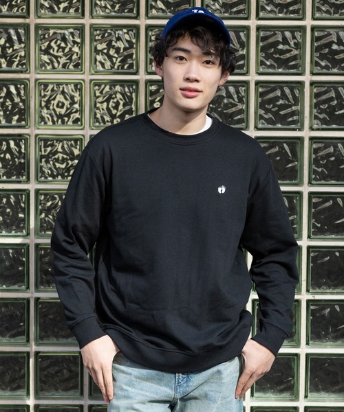 HANGTEN（ハンテン）の「【HANGTEN/ハンテン】ミニ裏毛ワンポイント刺繍トレーナースウェット クルーネック サーフ カジュアル ストリート（スウェット・メンズ・アイボリー/グレー/ブラック/ネイビー・MEDIUM/LARGE/X-LARGE）」の12枚目の写真