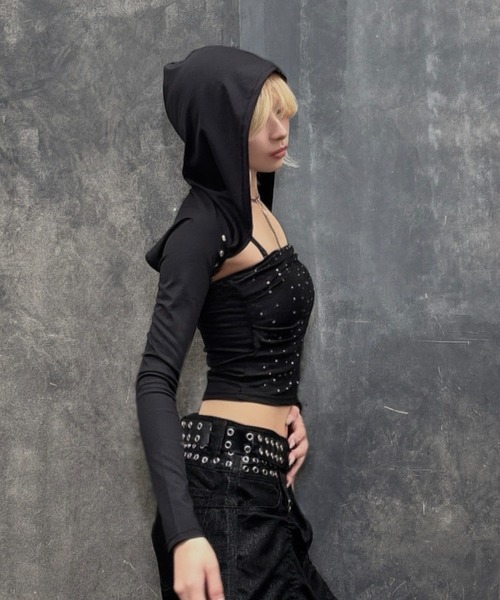 Never mind the XU(ネバーマインドザエックスユー)の「【Never mind the XU】rhinestone tubetops / 【ネバーマインド ザ エックスユー】ラインストーンチューブトップス(チューブトップ・レディース・ホワイト/ブラック・ONE SIZE)」の6枚目の写真