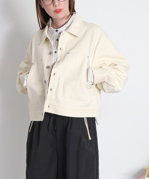 cepo（セポ）の「〈セットアップ対応〉刺繍ワークデニムジャケット（デニムジャケット・レディース・オフホワイト/ブラック・M）」の3枚目の写真