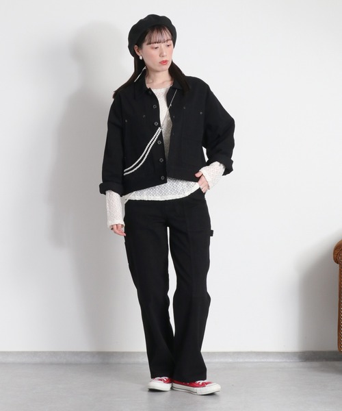 cepo（セポ）の「〈セットアップ対応〉刺繍ワークデニムジャケット（デニムジャケット・レディース・オフホワイト/ブラック・M）」の4枚目の写真