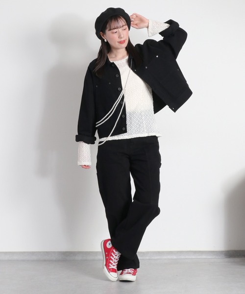 cepo（セポ）の「〈セットアップ対応〉刺繍ワークデニムジャケット（デニムジャケット・レディース・オフホワイト/ブラック・M）」の3枚目の写真