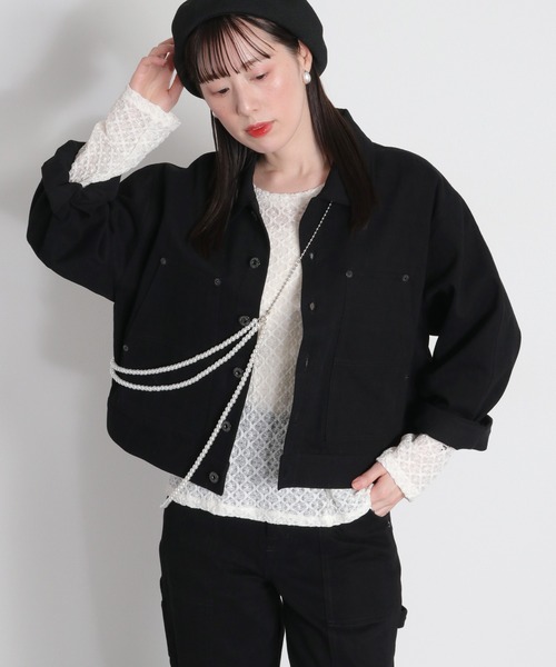 cepo（セポ）の「〈セットアップ対応〉刺繍ワークデニムジャケット（デニムジャケット・レディース・オフホワイト/ブラック・M）」の5枚目の写真