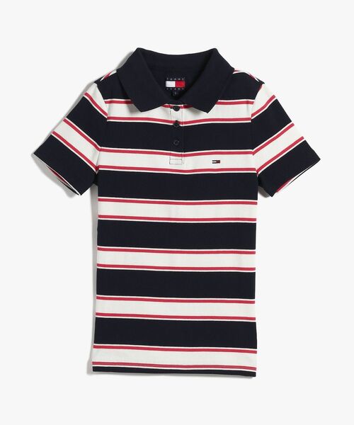 tommy jeans（トミー ジーンズ）の「【ウォニョン着用】スリムリブショートスリーブポロ（ポロシャツ・レディース・ブルー/ベージュ・SMALL/X-SMALL/MEDIUM）」の6枚目の写真