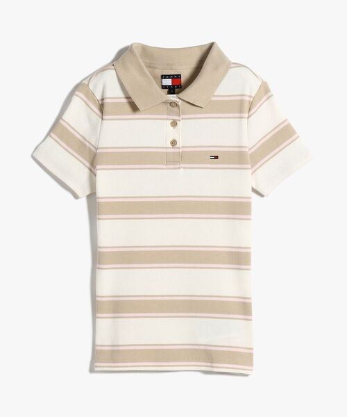 tommy jeans（トミー ジーンズ）の「【ウォニョン着用】スリムリブショートスリーブポロ（ポロシャツ・レディース・ブルー/ベージュ・SMALL/X-SMALL/MEDIUM）」の11枚目の写真