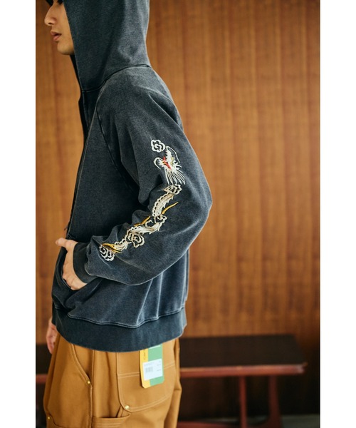 THRIFTY LOOK(スリフティールック)の「TRIFTY LOOK スリフティールック / EMBROIDERY ZIP-UP PARKA(パーカー・メンズ・ブラック/グレー・MEDIUM/LARGE/SMALL)」の1枚目の写真