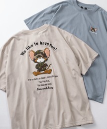 【71】【TOM&JERRY/トムとジェリー】アップリケ サガラ刺繍 クルーネックTシャツ/ユニセックス/レディース/メンズ