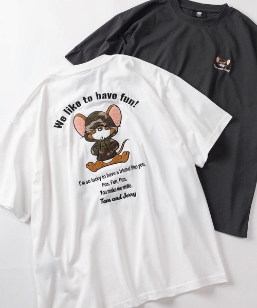 Tom&Jerry(トムアンドジェリー)の「【71】【TOM&JERRY/トムとジェリー】アップリケ サガラ刺繍 クルーネックTシャツ/ユニセックス/レディース/メンズ(Tシャツ/カットソー・メンズ・ブルー系その他2/ライトベージュ/グレイッシュベージュ/ブラック/チャコールグレー/アッシュグレー/ブルー/ダークグレー/ブルー系その他/ホワイト系その他/ホワイト/ライトグレー・M/L/XL)」の1枚目の写真