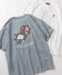 【71】【TOM&JERRY/トムとジェリー】アップリケ サガラ刺繍 クルーネックTシャツ/ユニセックス/レディース/メンズ
